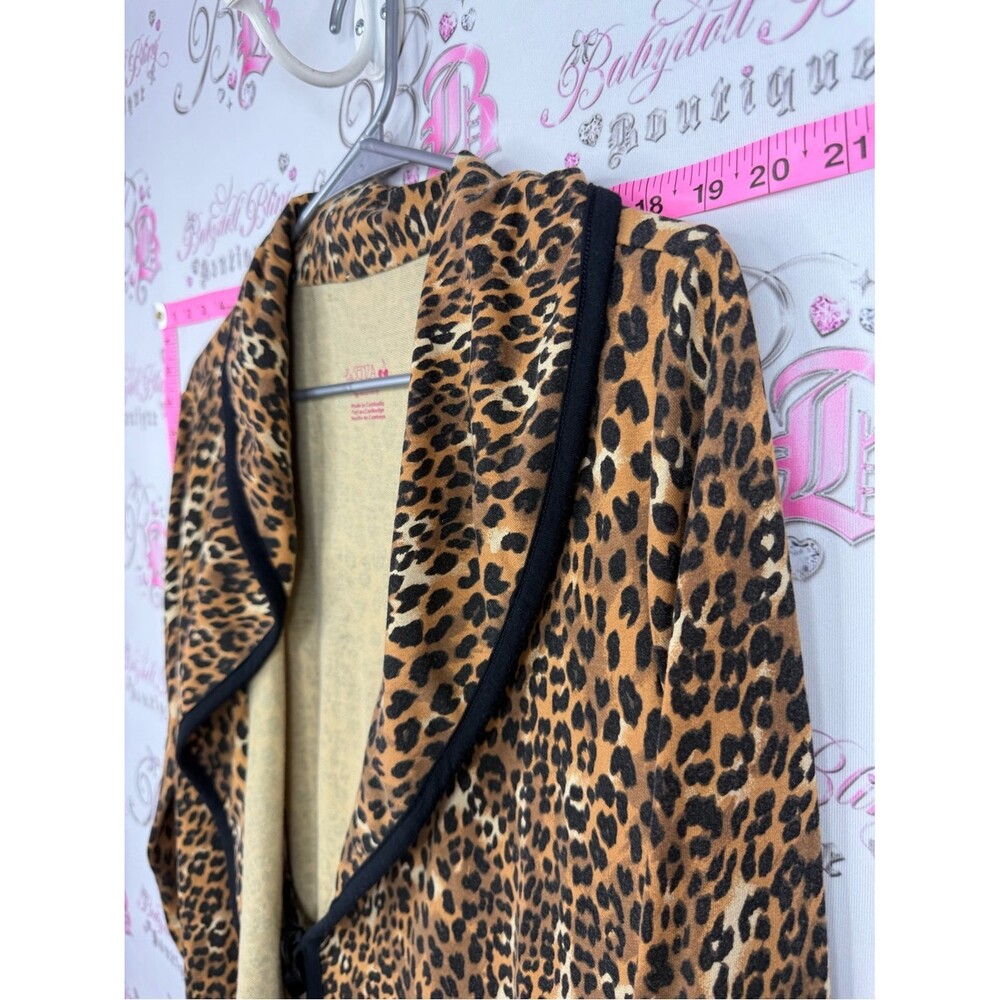 La SENZA Leopard Print Open Front Robe Jacket - Brown & Black tie up interior - Picture 6 of 11
